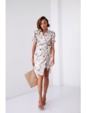 Rochie cu guler cu imprimeu floral, bej FG638 - Magazin online - Boutique